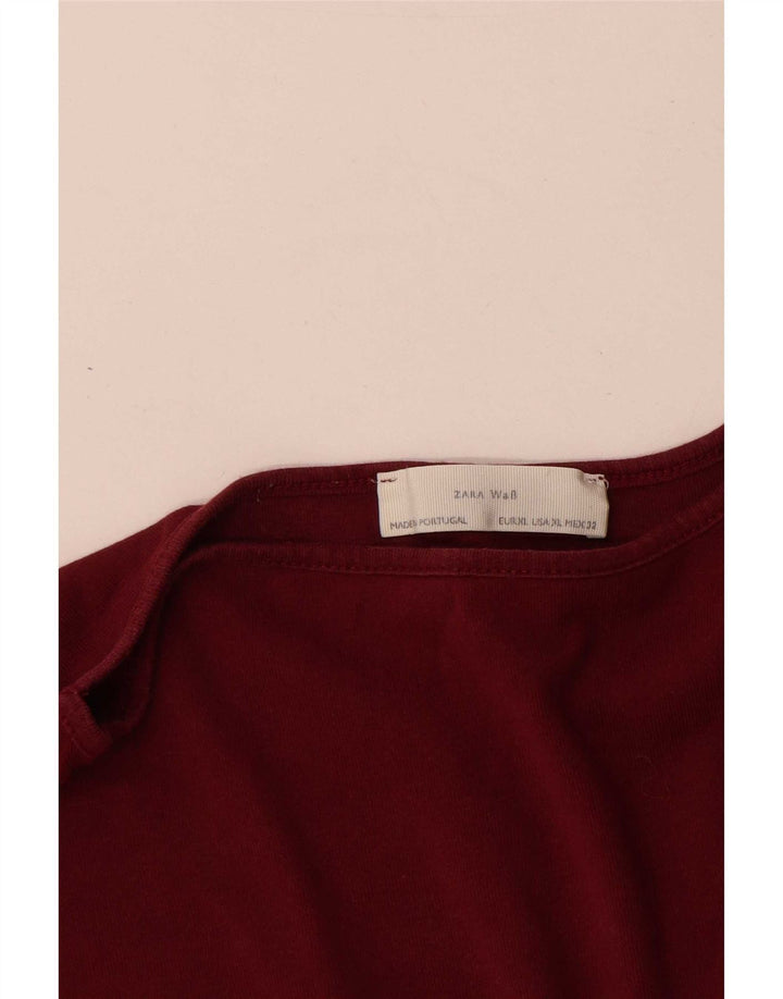 Zara Womens Top 3/4 Sleeve UK 18 XL Red
