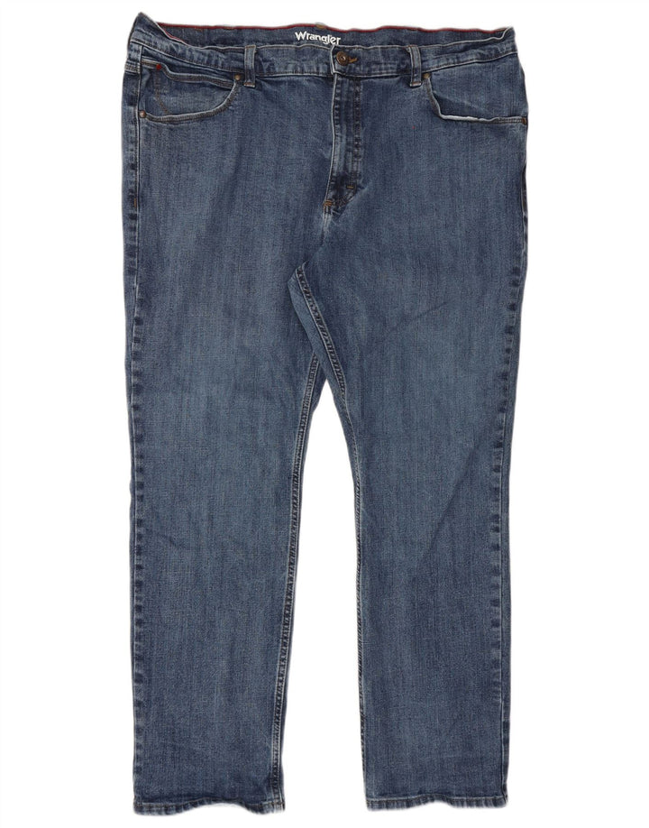 Wrangler Mens Regular Fit Straight Jeans W42 L30 Blue Cotton