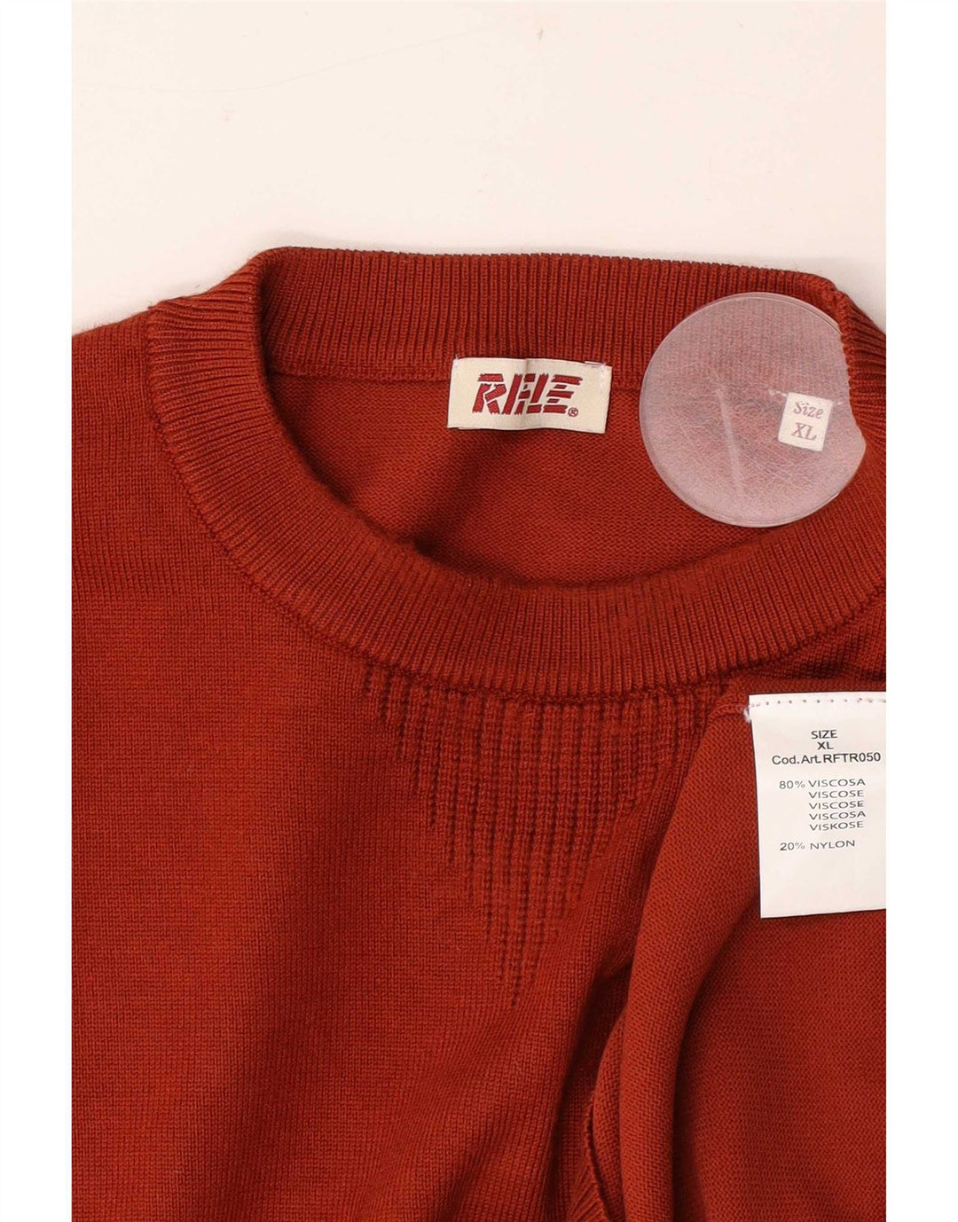 Rifle Mens Crew Neck Jumper Sweater XL Orange Viscose