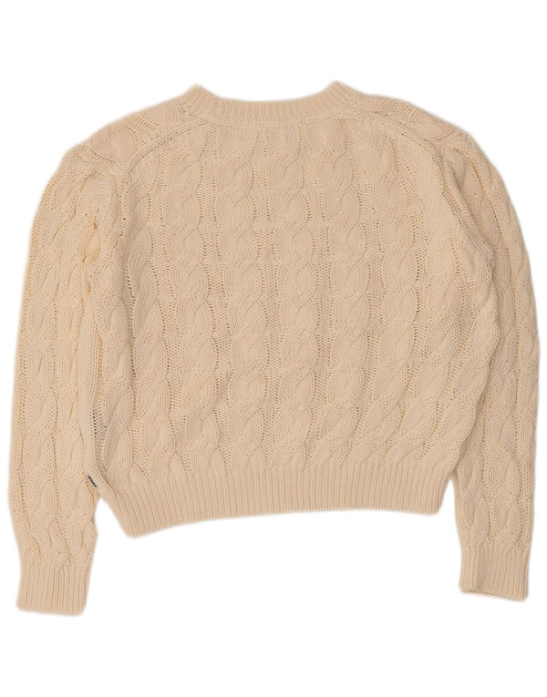 Vintage damski sweter oversize z okrągłym dekoltem UK 10 Small Off White
