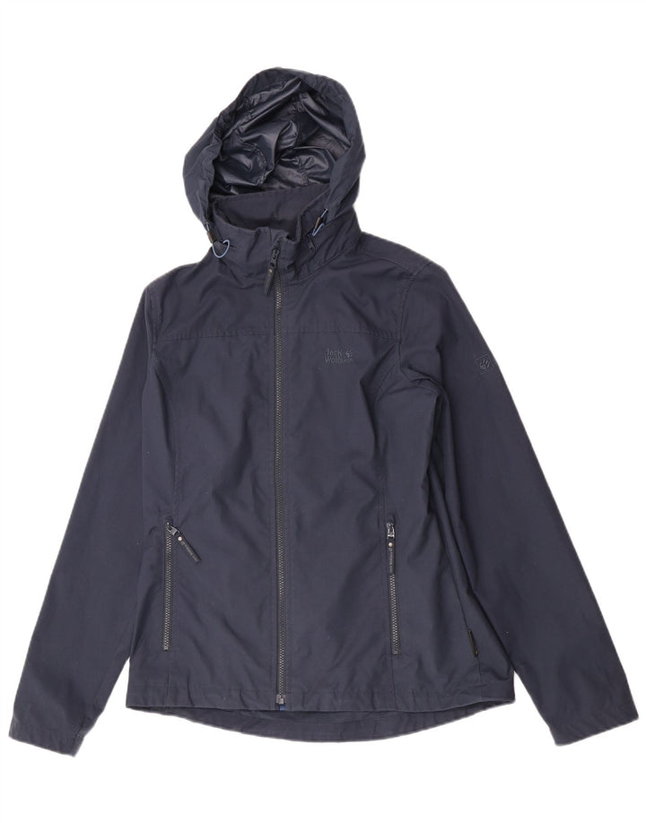 Jack Wolfskin Womens Hooded Windbreaker Jacket UK 12 Medium Navy Blue