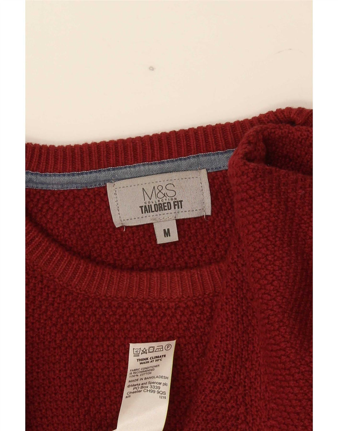 Marks & Spencer Mens Tailored Fit Crew Neck Jumper Sweater Medium Burgundy