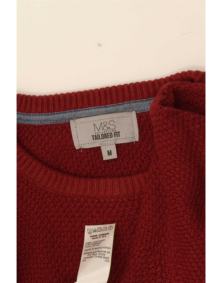 Marks & Spencer Mens Tailored Fit Crew Neck Jumper Sweater Medium Burgundy