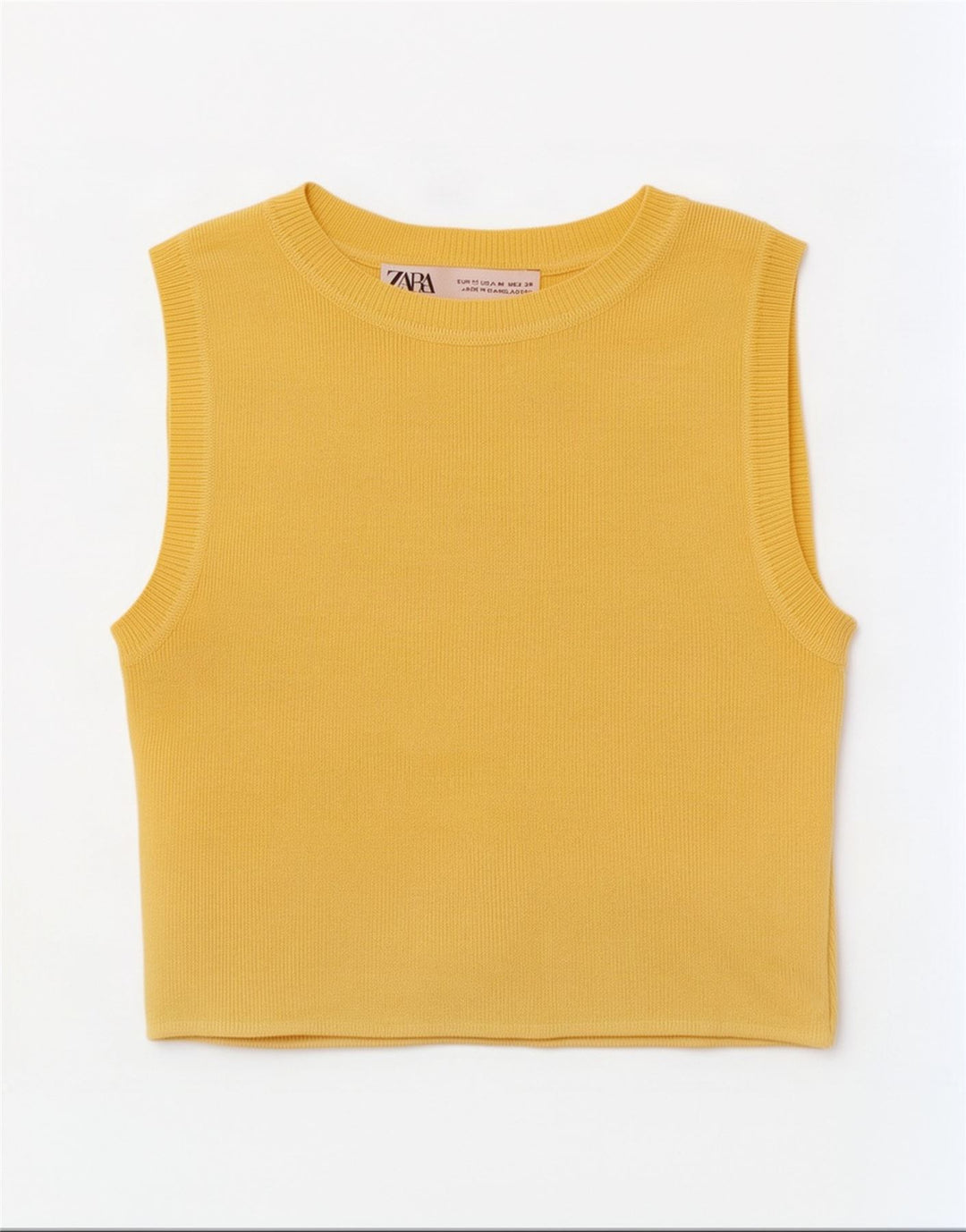 Zara Γυναικείο γιλέκο Crop Top UK 12 Medium Yellow Viscose