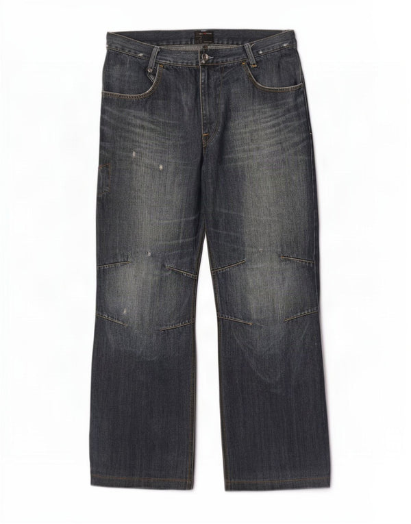 Energie Mens Distressed Loose Jeans W33 L33 Blue Cotton
