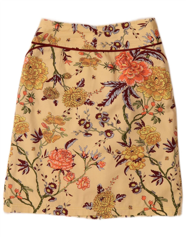 Vintage Womens Midi Skirt Medium W28  Yellow Floral
