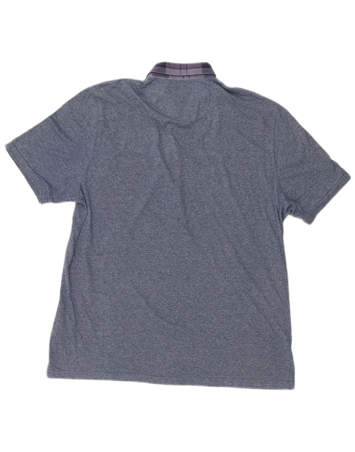 Ted Baker Mens Polo Shirt Size 6 2XL Blue Flecked Cotton