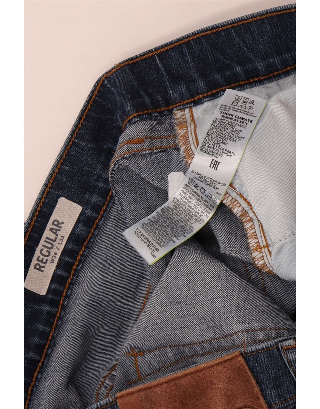 Jeans dritti regolari da donna Marks & Spencer W36 L29 cotone blu
