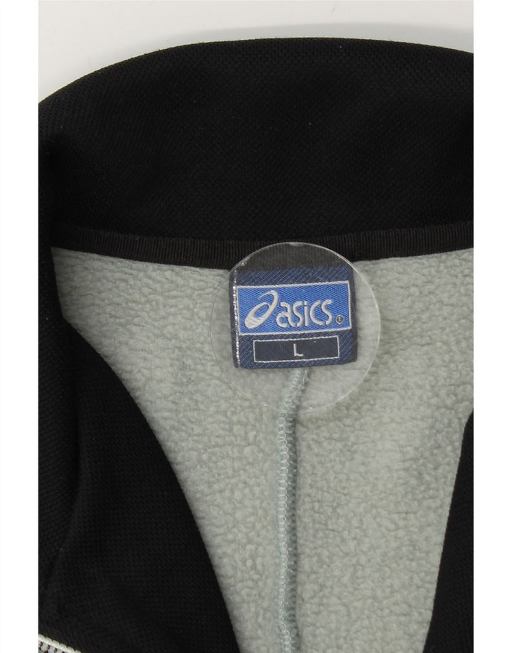 Asics Maglione in pile da uomo con zip e collo grande color block verde