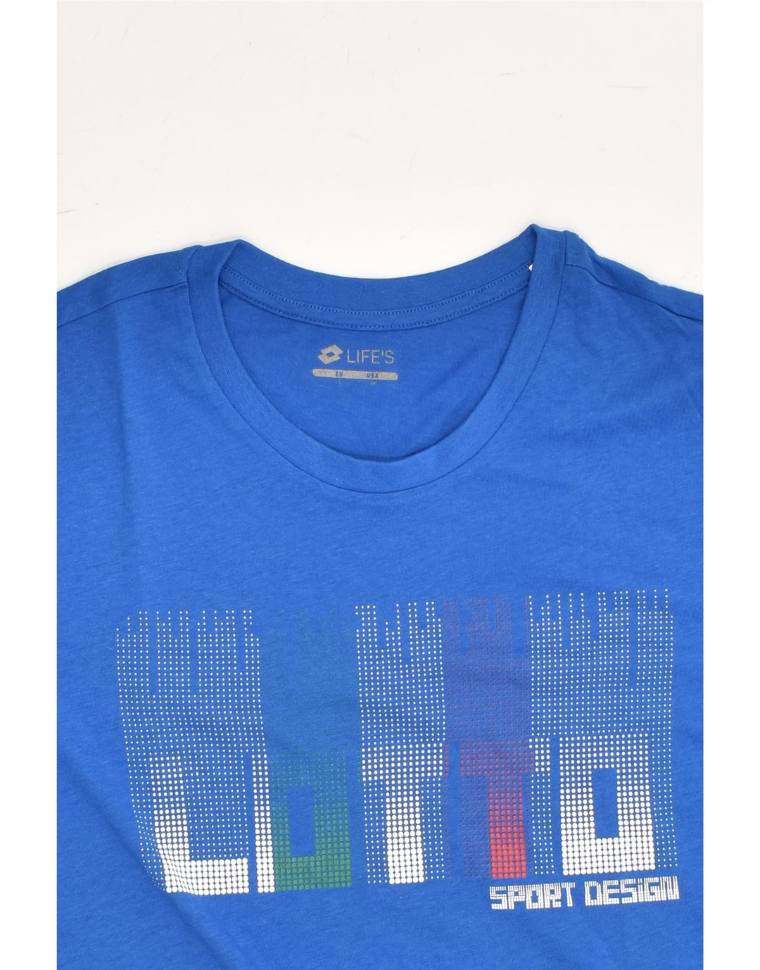 LOTTO Womens Graphic T-Shirt Top UK 16 Large Blue Cotton | Vintage Lotto | Thrift | Second-Hand Lotto | Used Clothing | Messina Hembry 