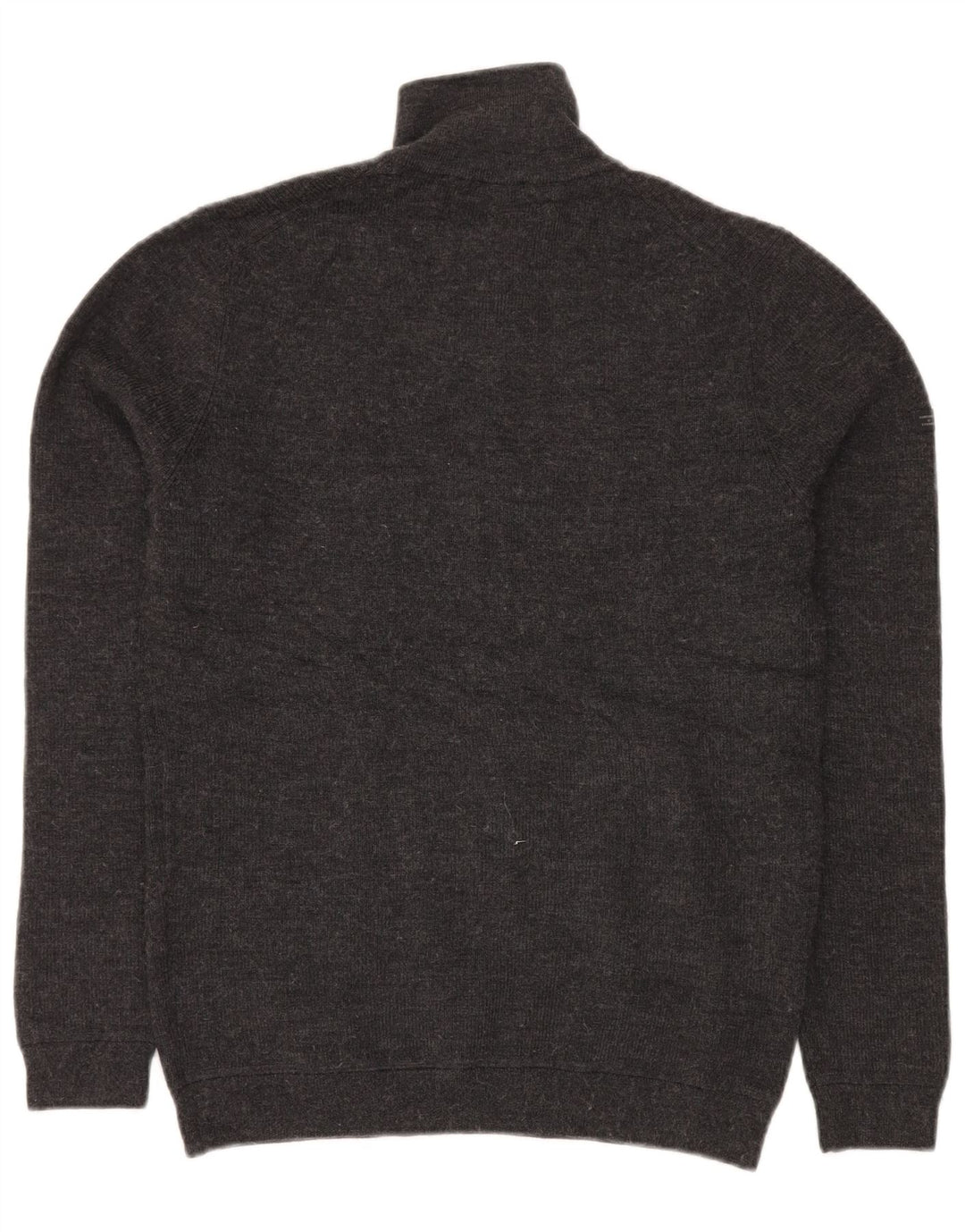 SUPERDRY Mens Zip Neck Jumper Sweater Medium Grey Merino Wool