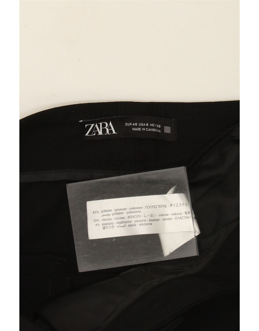 Zara Womens Slim Cropped Trousers US 8 Medium W30 L25 Black Polyester