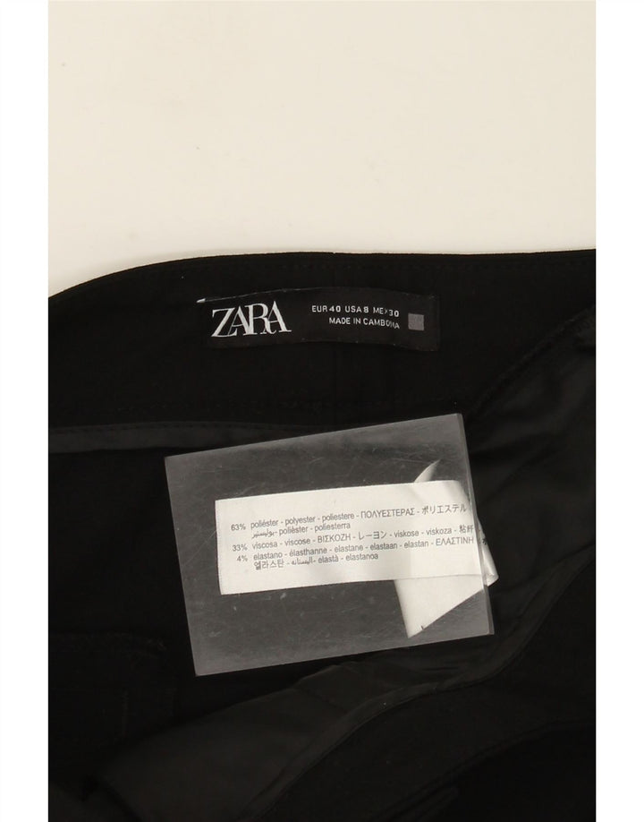 Zara Womens Slim Cropped Trousers US 8 Medium W30 L25 Black Polyester
