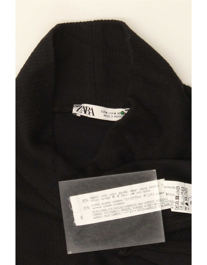 Zara Womens Oversized Top Long Sleeve UK 14 Medium Black Cotton