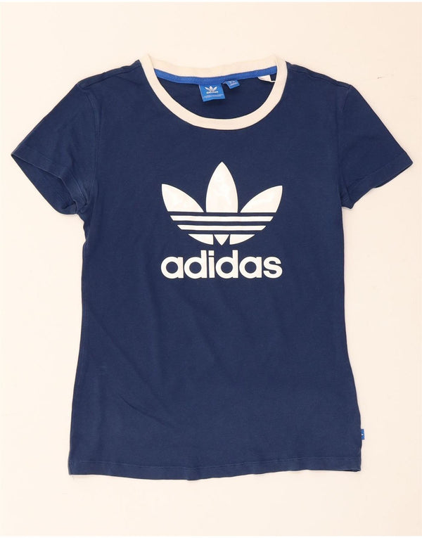 Adidas Damen Grafik T-Shirt Top UK 8 Small Marineblau