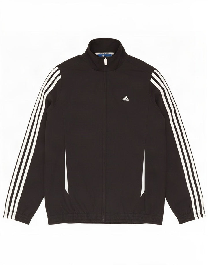 Adidas Boys Graphic Tracksuit Top Jacket 11-12 Years Black Polyester