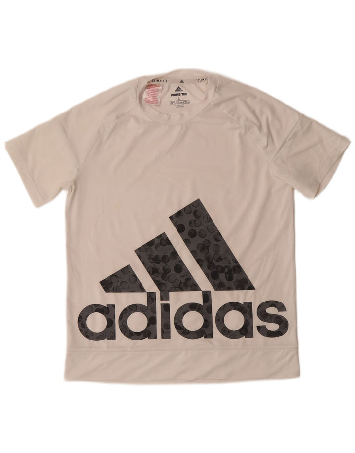 Adidas Boys Climalite Graphic T-Shirt Top 13-14 Years Large White Polyester