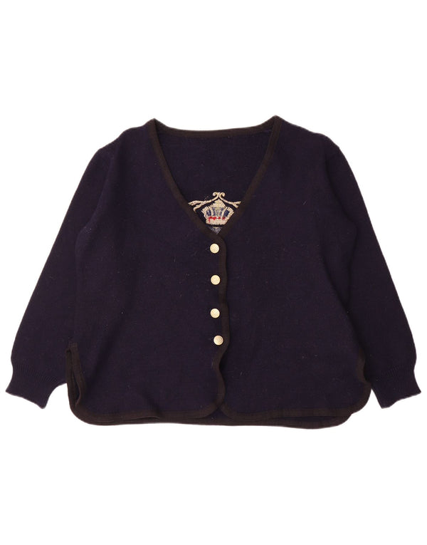 Maglione cardigan grafico da donna Trussardi Jeans UK 16 Large Blu Navy