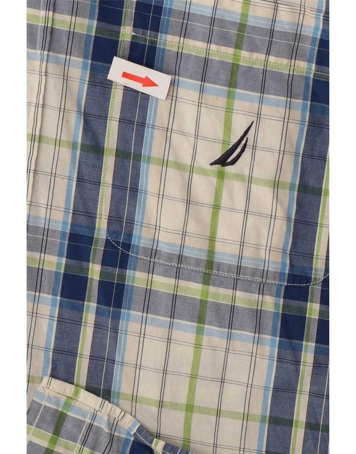 Nautica Mens Short Sleeve Shirt Large Multicoloured Check Cotton
