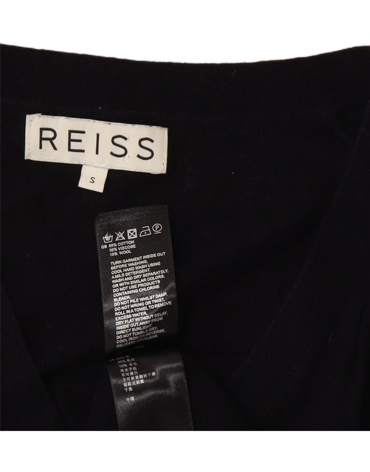 Reiss Mens Cardigan Sweater Small Black Cotton