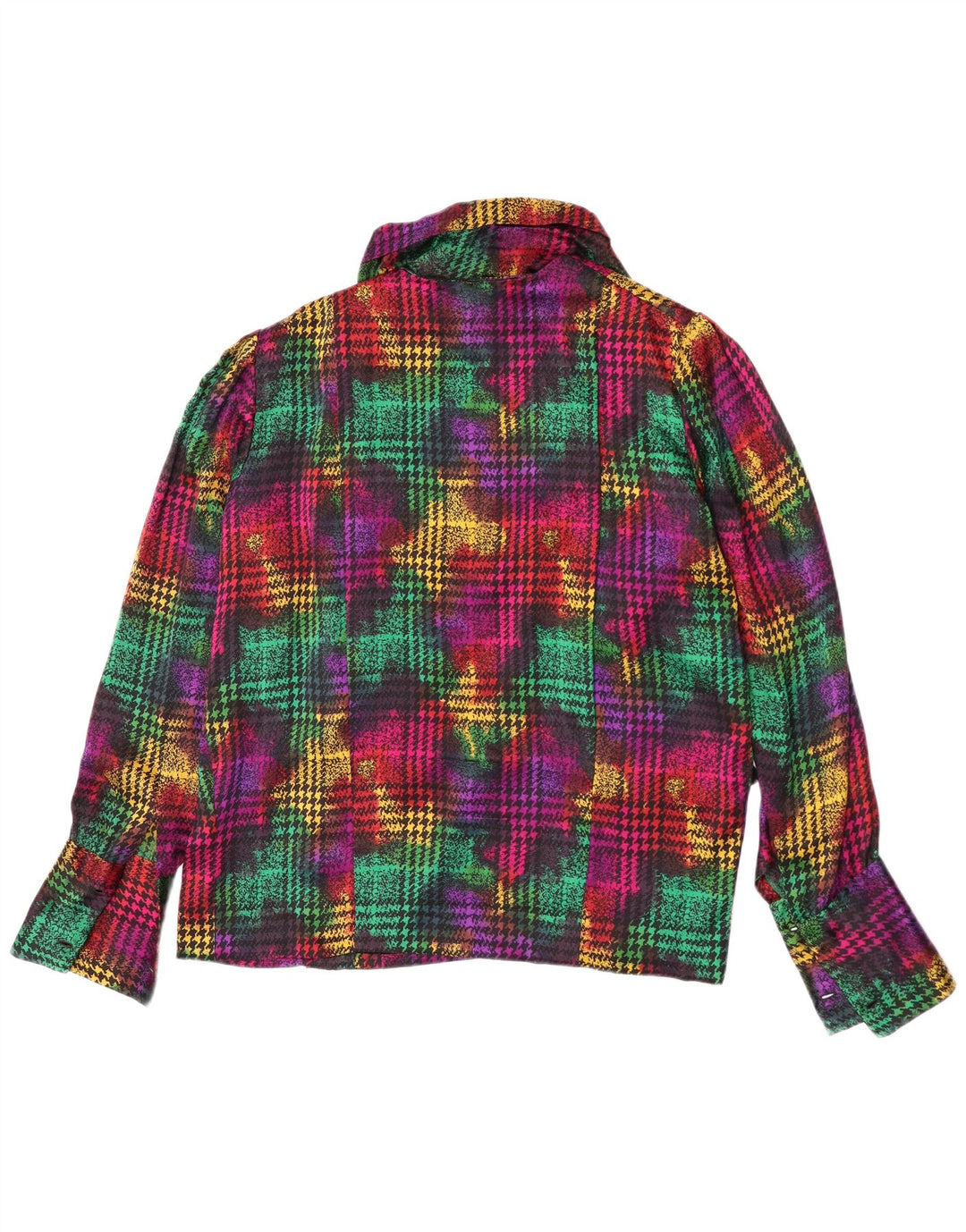 Vintage Womens Long Sleeve Blouse Top UK 18 XL Multicoloured Houndstooth
