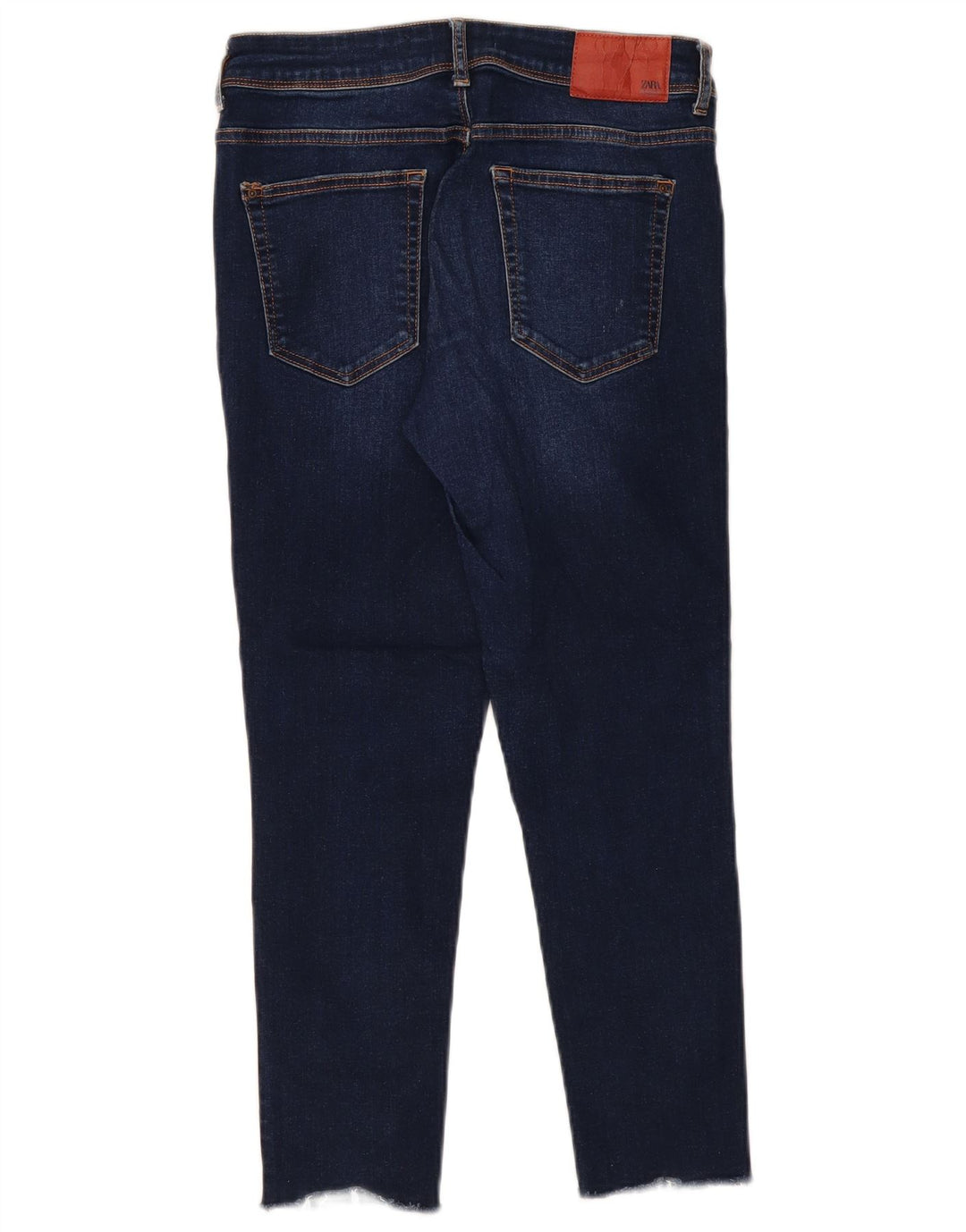 Zara Womens Distressed Cropped Jeans EU 38 Small W28 L26 Navy Blue
