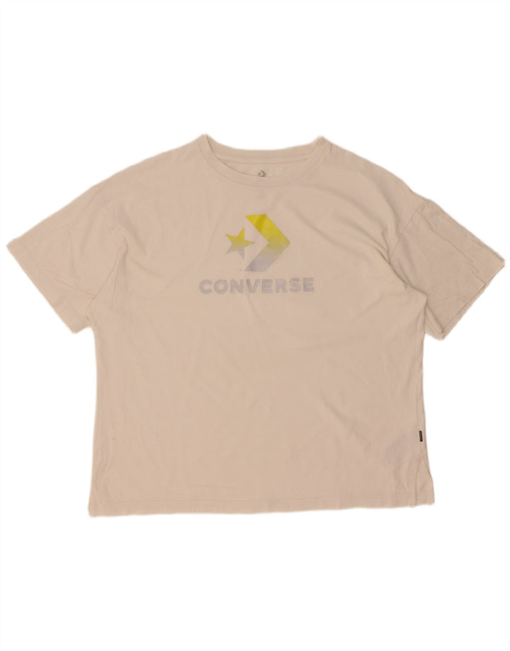 Converse Męski T-shirt oversize z grafiką, duży, biały, bawełniany