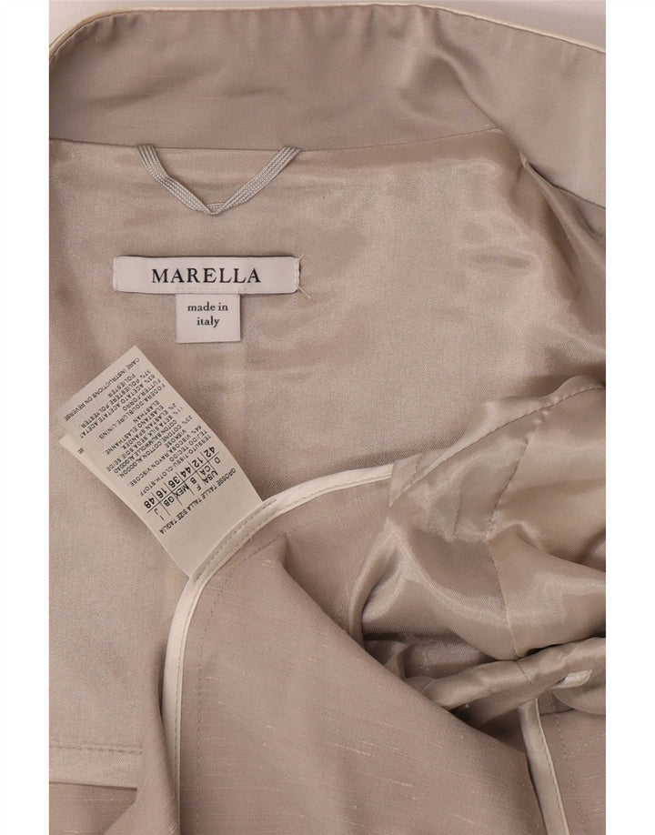Marella Dame Blazer Open Blazer Jacket UK 16 Stor Grå Viscose
