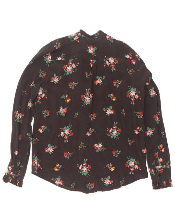 Pinko Womens Front Tie Shirt Blouse UK 10 Small Black Floral Silk