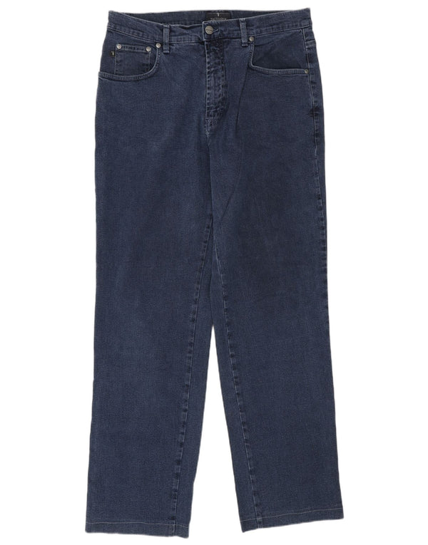 Trussardi Mens Straight Jeans W34 L30 Azul Marinho Algodão