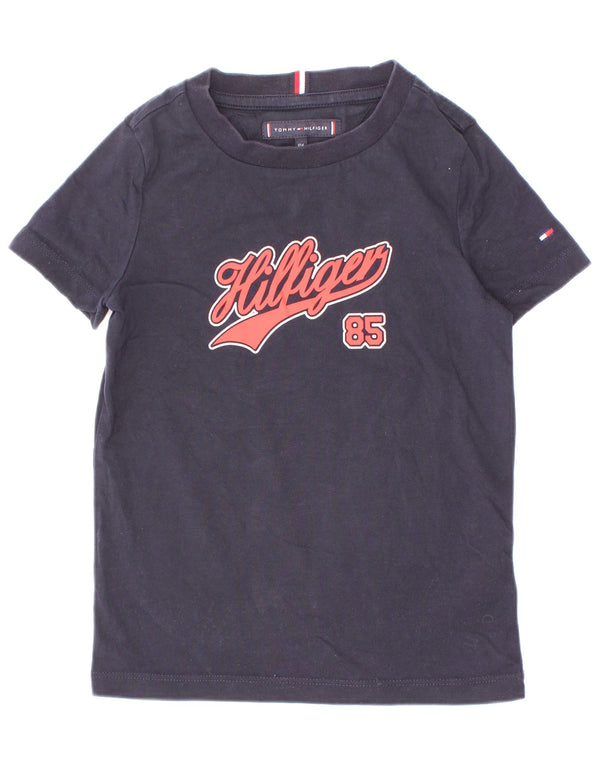 T-shirt grafica per ragazzi Tommy Hilfiger Top 3-4 anni in cotone blu navy