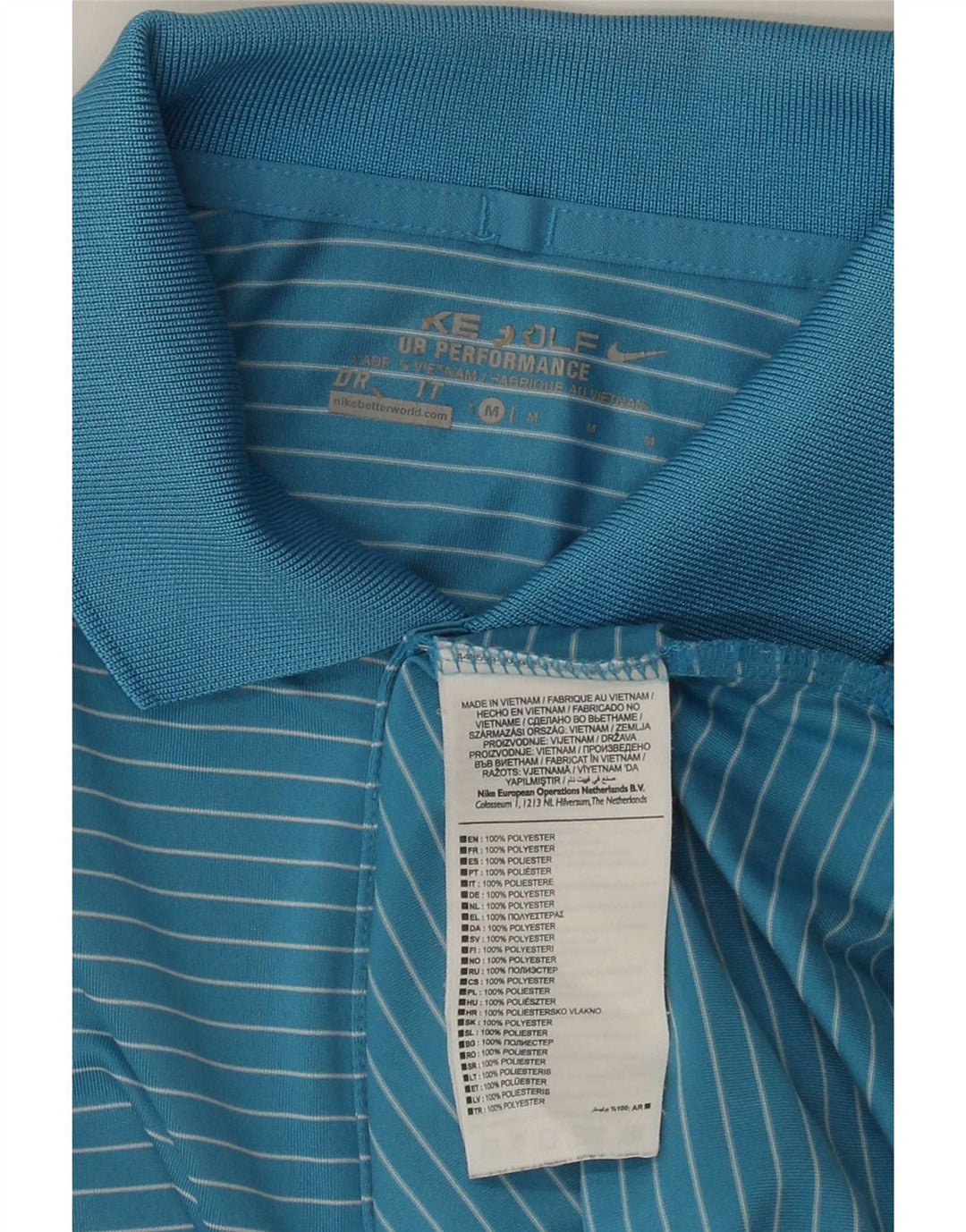 Polo Nike da uomo Dri Fit in poliestere gessato blu medio