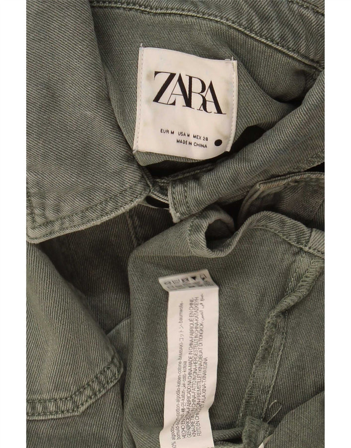Zara Mujer Chaqueta Vaquera UK 44 Mediana Caqui Algodón