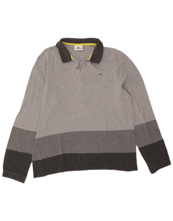 Lacoste Langærmet Slim Fit Polo Shirt til mænd Størrelse 7 2XL Grå Colourblock