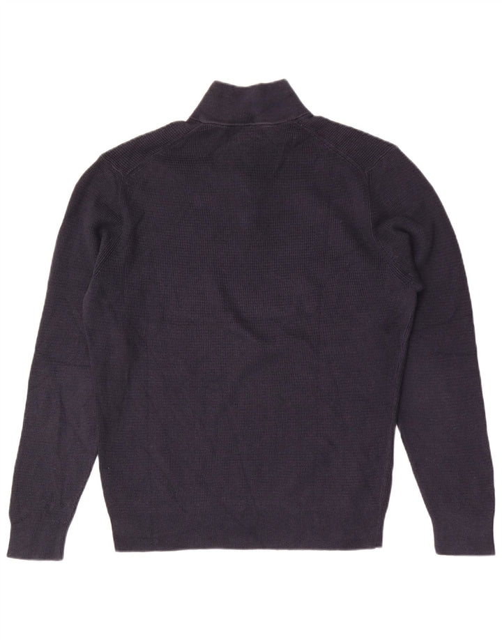 Massimo Dutti Mens Zip Neck Jumper Sweater Large Navy Blue Cotton