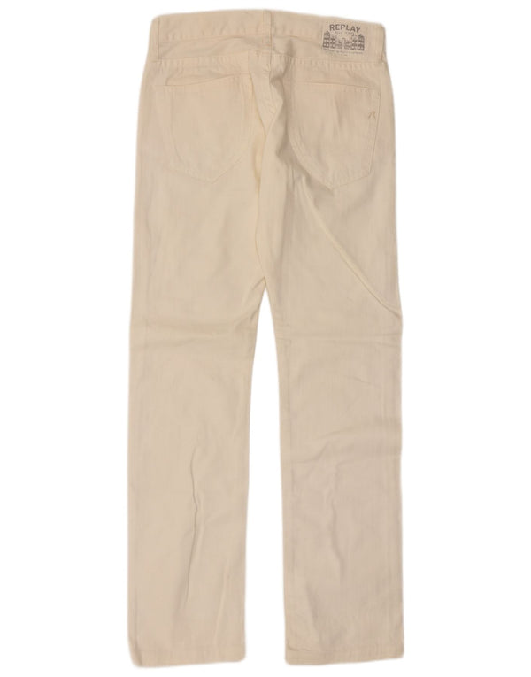 Replay Herren Straight Jeans W30 L34 Beige Baumwolle