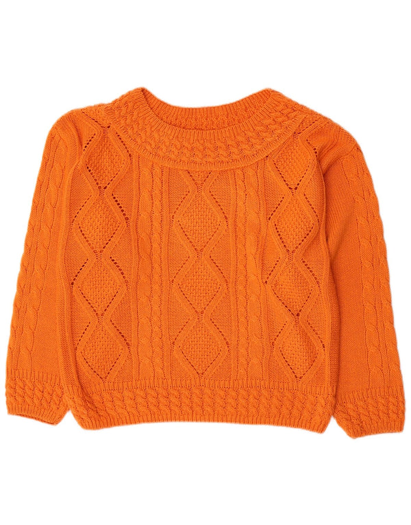 vintage Womens Boat Neck Jumper Pull UK 16 Grand Coton Orange