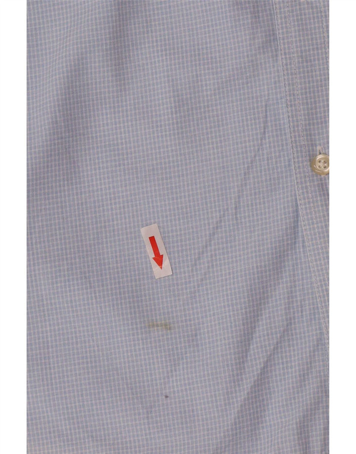 Chaps Mens Easy Care Short Sleeve Shirt XL Blue Check Cotton