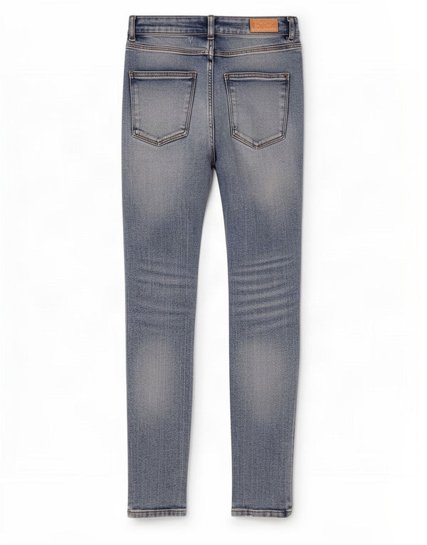 Jeans skinny effetto consumato a vita alta da donna Zara EU 38 Small W28 L28 Blu