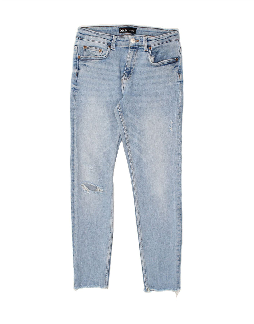 ZARA Womens Distressed Slim Jeans EU 38 Medium W26 L27 Blue Cotton Vintage Zara and Second-Hand Zara from Messina Hembry 