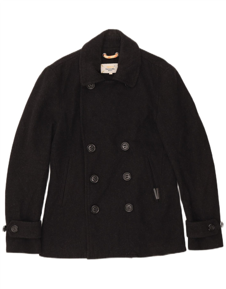 Superdry Mens Pea Coat UK 38 Medium Black Wool