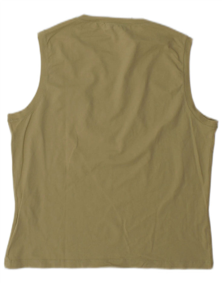 Sportmax Womens Vest Top UK 14 Large Khaki Cotton