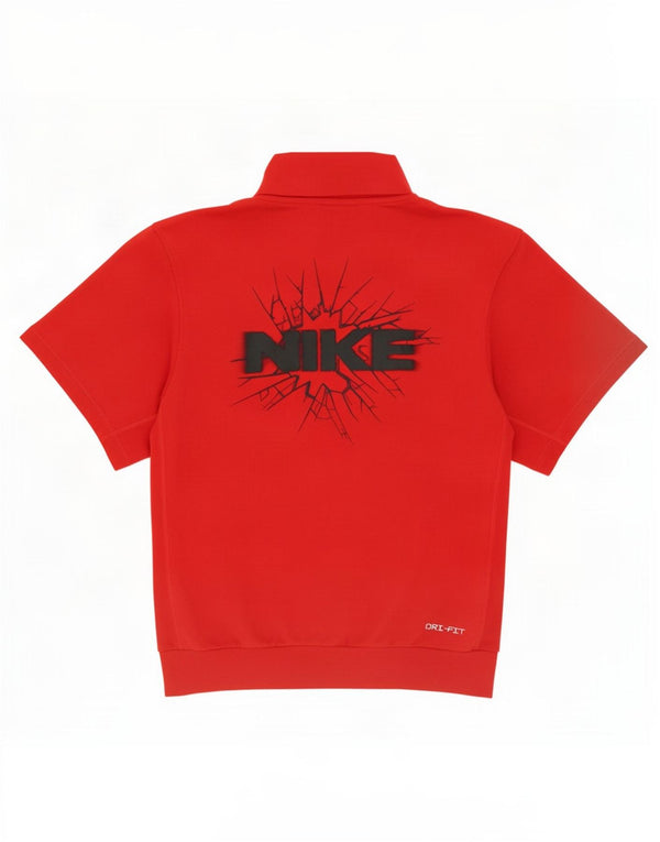 Felpa da uomo Nike Dri Fit Graphic a maniche corte, piccola, in cotone rosso