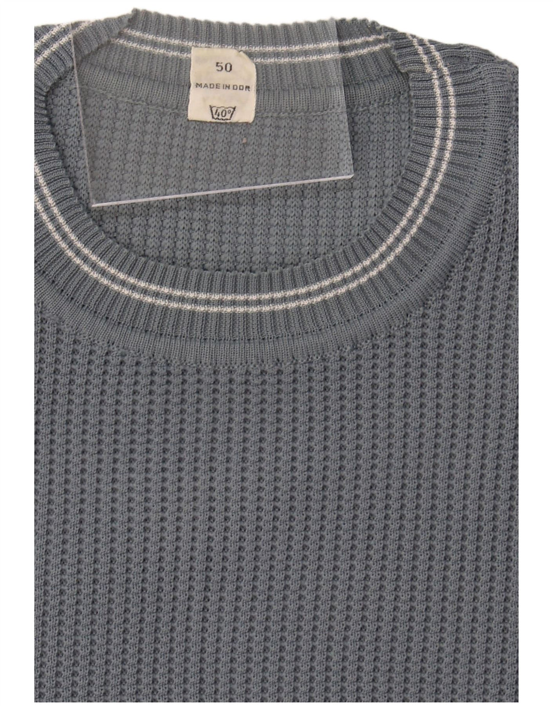 VINTAGE Mens Short Sleeve Crew Neck Jumper Sweater IT 50 Medium Blue