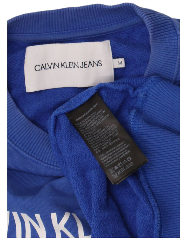 Calvin Klein Jeans Mens Graphic Sweatshirt Jumper Medium Blue Cotton