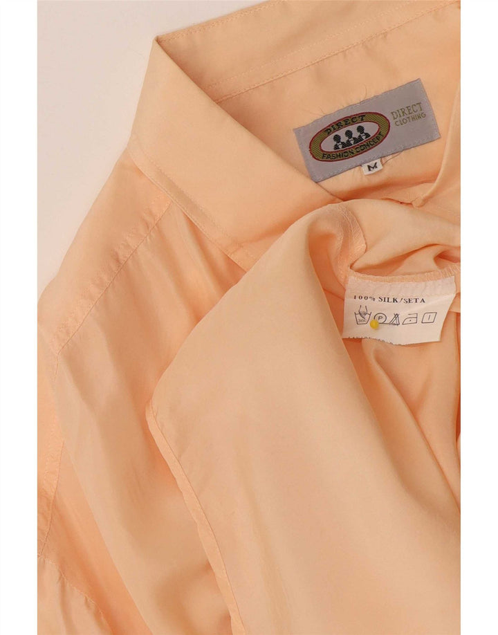 Vintage Mens Short Sleeve Shirt Medium Orange Silk