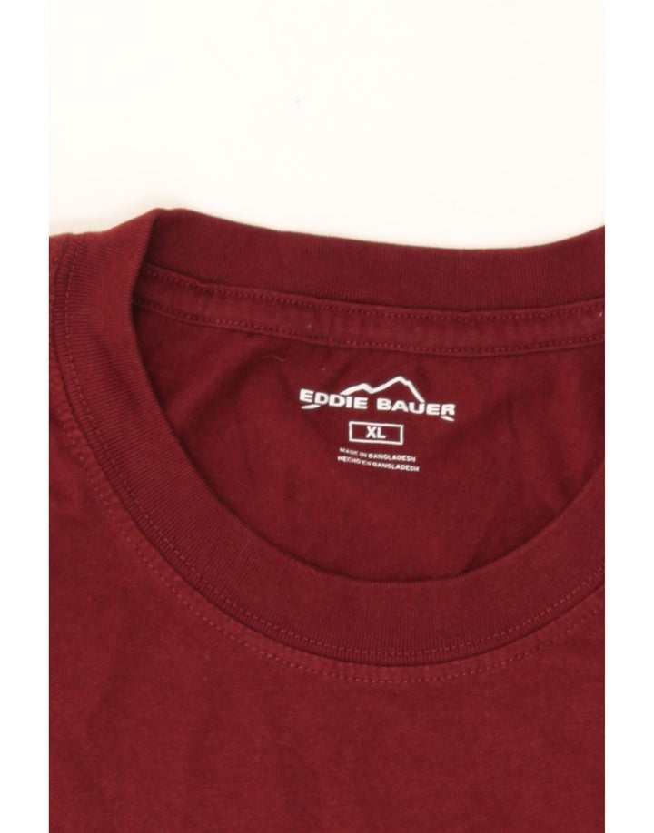 EDDIE BAUER Mens T-Shirt Top XL Burgundy Cotton Vintage Eddie Bauer and Second-Hand Eddie Bauer from Messina Hembry 
