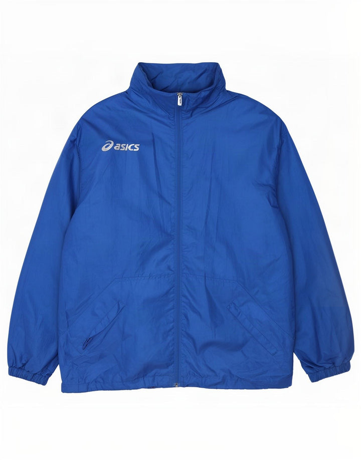 Giacca antipioggia da uomo con cappuccio Asics UK 40 Large Blu in poliestere