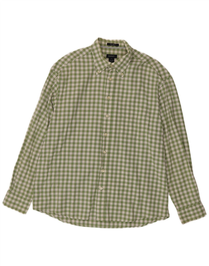 Gant Mens Regular Fit Shirt XL Green Gingham Cotton
