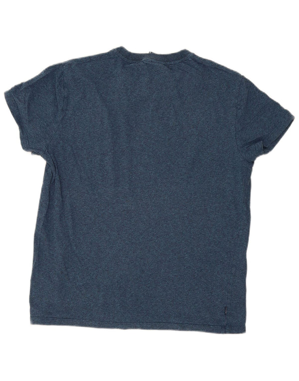 Superdry Mens T-Shirt Top Large Blue Flecked Cotton
